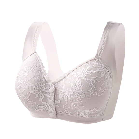 Fatuov Plus Size Lace Bras for Women Front Closure Full Coverage Comfortable Everyday Bras for Casual Seamless Wireless Push Up Underwear 44B, Black