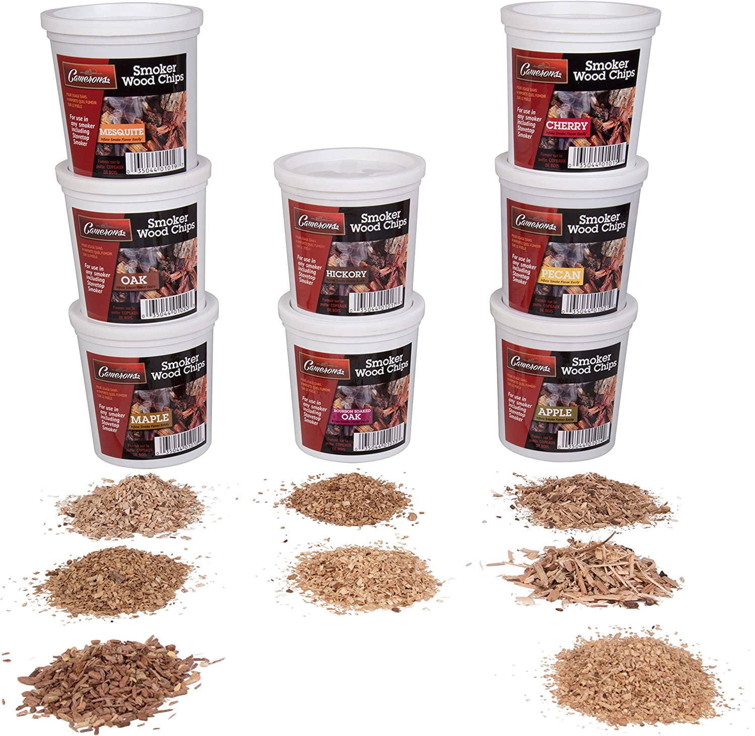 Camerons Wood Smoking Chips Variety Gift Set - Set of 8 Pints Extra Fine Cut Sawdust - Smoking Guns, Smokers, Smoke Boxes (Oak, Apple, Cherry, Pecan, Maple, Bourbon, Hickory, Mesquite) (0.473176 L)