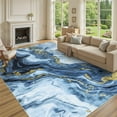 thumbnail image 4 of Garvee 5'x7' Modern Abstract Area Rug Washable Living Room Rug, Stain-Resistant Contemporary Soft Accent Carpet Non-Slip Low Pile Colorful Rugs for Bedroom Dining Room Home Decor, Blue, 4 of 8