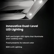 FOTILE Pixie Air UQG Stainless Steel Under Cabinet Range Hood, 850 CFMs Kitchen Over Stove Exhaust Vent with LED Lights Dual AC Motors, Motion Control and Touchscreen