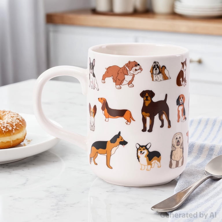 Mainstays 16.06-oz Stoneware Dog Mug, White