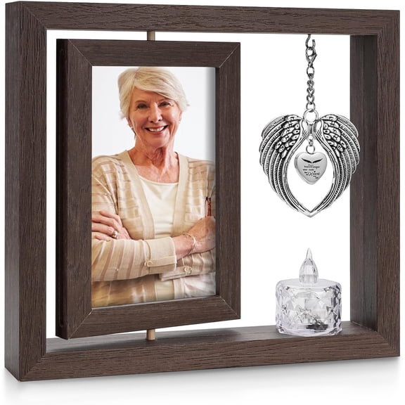 XIUDA Sympathy Gifts Memorial Picture Frame for Loss of Loved One - Memorial Gifts for Loss of Mom,   Rotate Display for Two 4x6 Photo