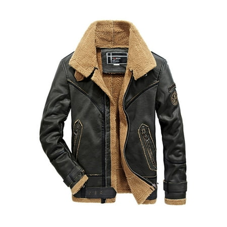Men Comfortable Zipper Closure Casual Leather Jacket | Walmart Canada