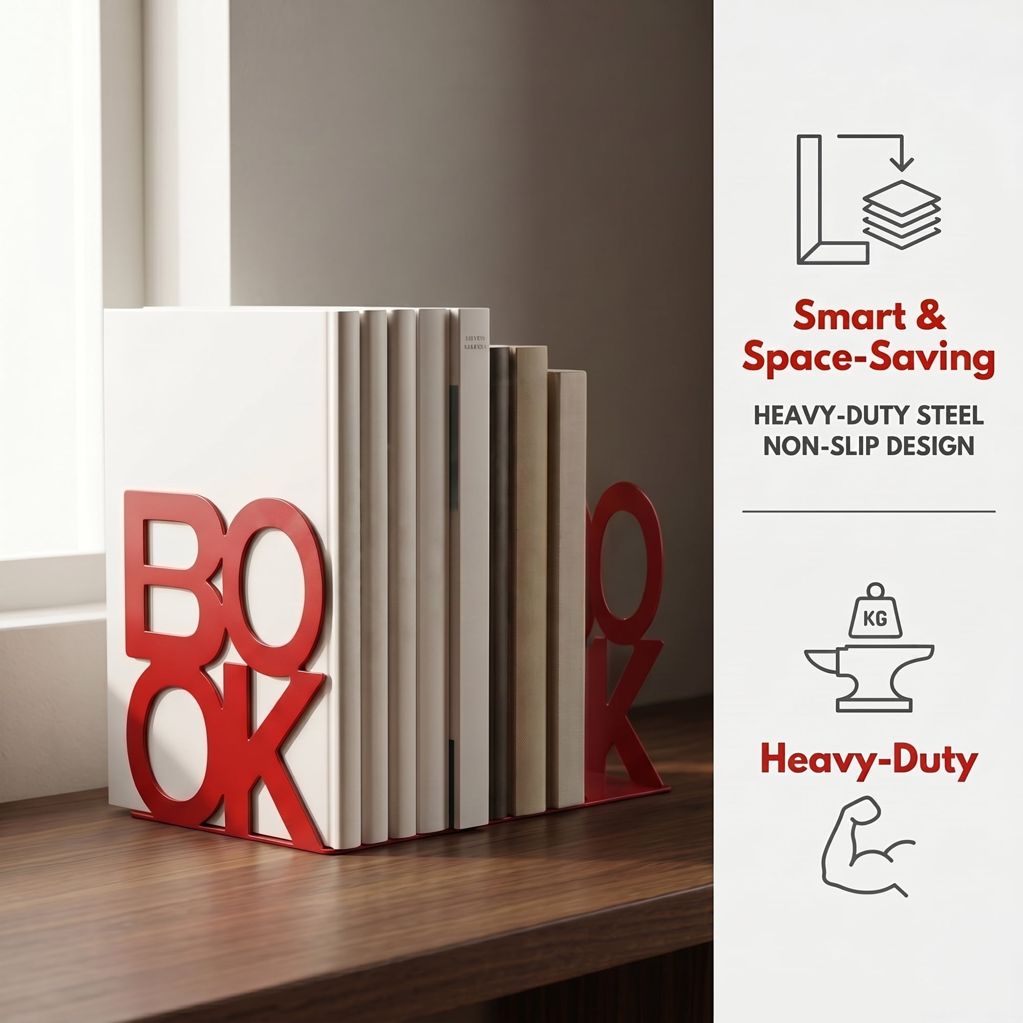 Unique Bargains 2Pcs Decorative Metal Tree Style Book Ends Red 5.3*4.9*5.5inch