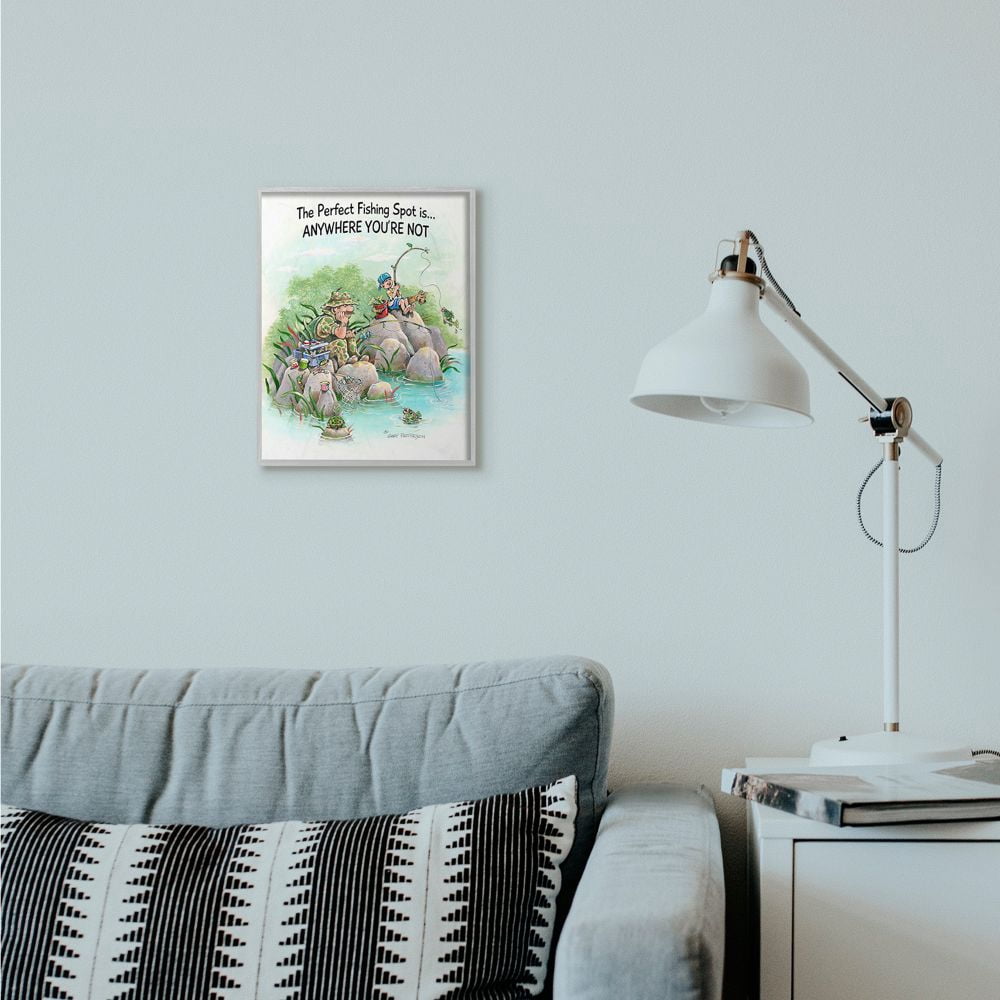 Stupell Industries Perfect Fishing Sport Funny Sports Cartoon Design Framed Wall Art by Gary Patterson