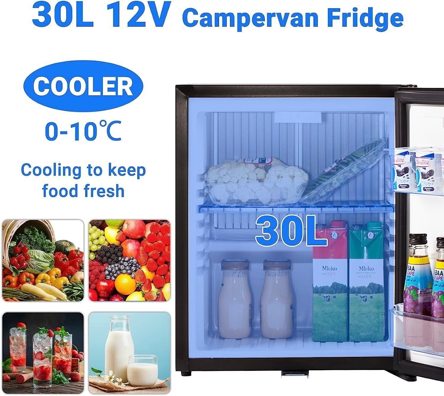 Smad Mini Refrigerator Semi Truck AC110 DC12V Fridge 1.0 Cu ft Freightliner Cascadia Reversible Door
