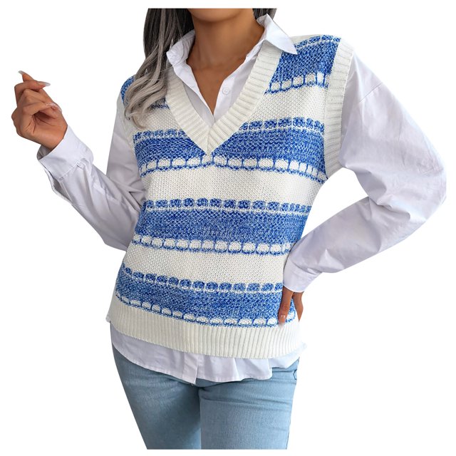 Women's Sweater Vest For Momen VNeck Casual Loose Knit Sweater Vest