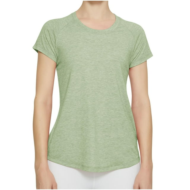 Plebaso Haut d'Entraînement à Dos Ouvert pour Femmes, Manches Courtes, Chandails de Gym et de Yoga, Col Rond, T-Shirts Athlétiques pour Femmes
