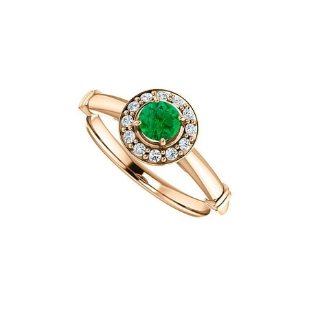 .75 ct. t.w. Emerald CZ Halo Ring in 14K Rose