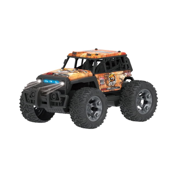 Ounissouiy Camión RC 4WD de alta velocidad con potente controlador para emocionantes aventuras Camión con luz Videojuegos portátiles amarillo