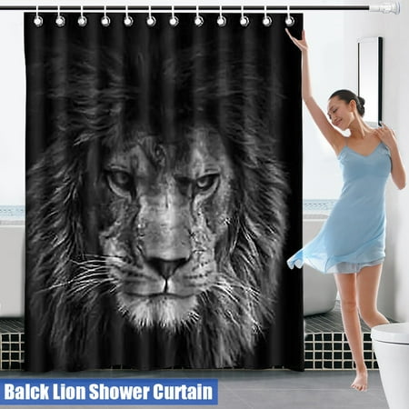 Quilted Shower Curtain Pattern 59''x71'' Bathroom Shower Curtain Waterproof Polyester Fabric Lion Pattern Curtain with 12 Hooks Set Home Decor Christmas Gift ()
