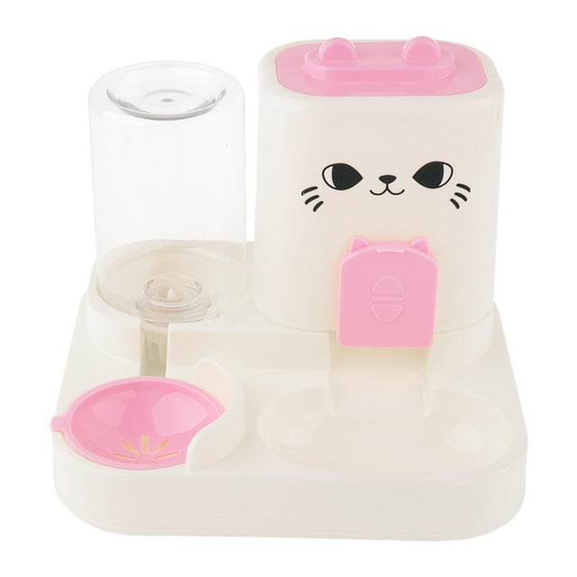Milaget Mangeoire Automatique 2 en 1 Conteneur d'Eau Compact pour Chat Lapin Petits Chiens Rose