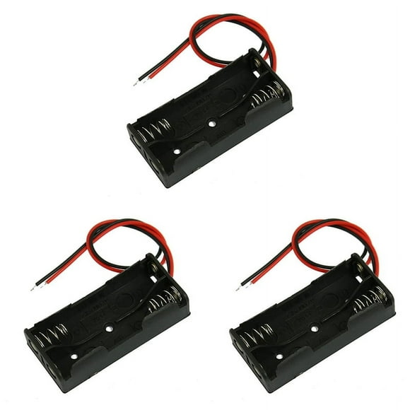 3X Black Plastic Battery Case Holder Wire 2 X 1.5V AAA