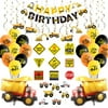 Construction Party Supplies, Dump Truck Birthday Party Decorations for Boys, with Construction Sign, Hanging Swirl, Happy Birthday Banner, Balloons, Cake Toppers - 70 Pack