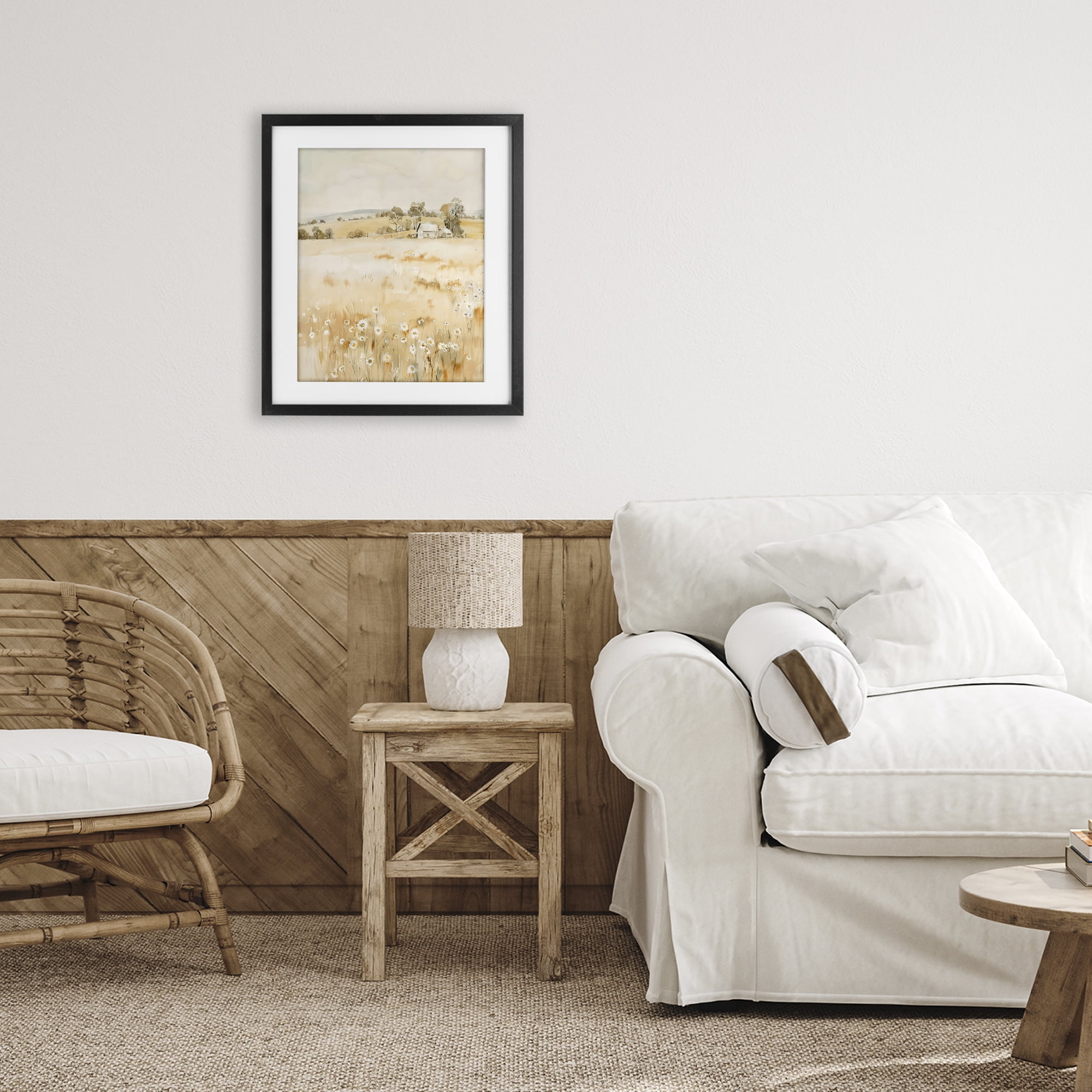 Stupell Industries Farm Country Meadow with Daisies Black Framed Print Under Glass, design by Creative Studio