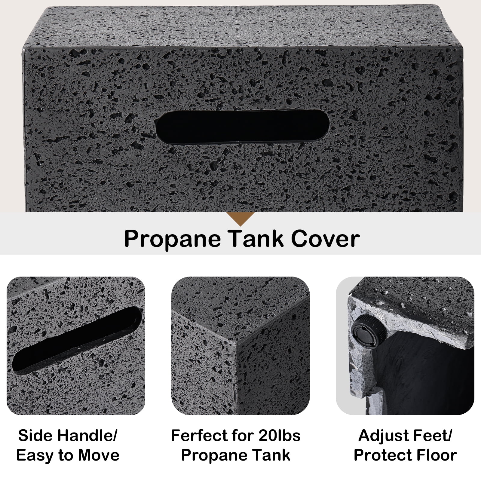 VENTOPYR 35''Outdoor Square Propane Fire Pit Table with Tank and Wind Guard