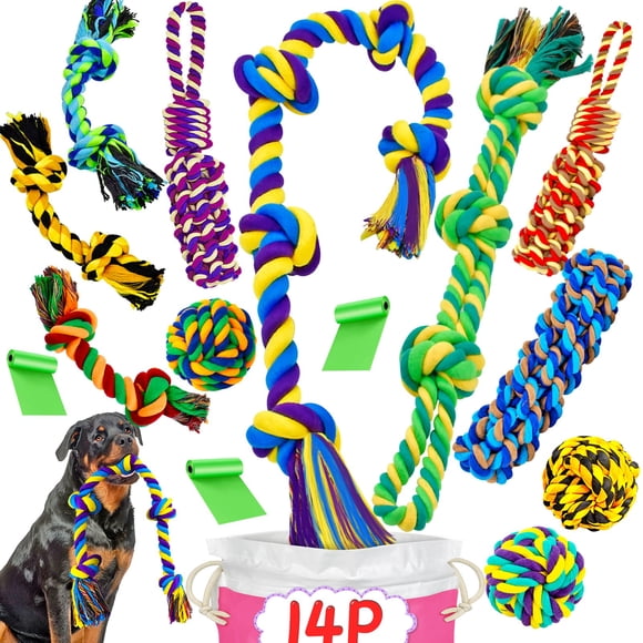 Juguetes masticables para perros SHARLOVY XL para masticadores agresivos, paquete de 14