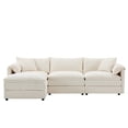 thumbnail image 2 of 103" Chenille Modular Sectional Sofa with Deep and Wide Seat, L Shaped Cloud Couch Set with Double Cushions, 4 Seat Sofa with Movable Ottoman, Oversized Indoor Furniture (White), 2 of 11