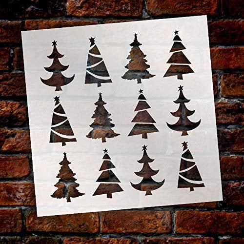 Christmas Trees Pattern Stencil by StudioR12 DIY Christmas Holiday