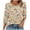 Khaki, variant on successthop Boho Blouses for Women Plus Size 3/4 Sleeve Top Crewneck Casual Pullover Clothes Button Floral Shirts