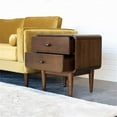 thumbnail image 3 of Pemberly Row Mid-Century Rectangular Solid Wood 2-drawer NightStand in Brown, 3 of 10