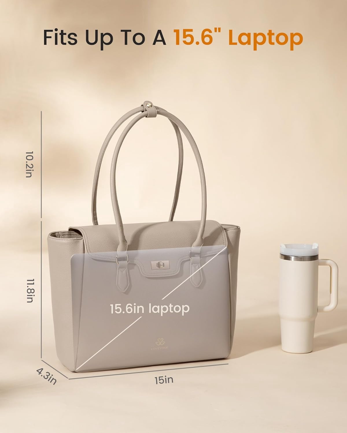 LOVEVOOK Laptop Bag for Women Soft Leather Work Bag, Office Shoulder Tote Purse Professional Briefcase with Flap Design