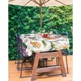 thumbnail image 3 of nqOlkjepod Colored Flower Outdoor Tablecloth with Umbrella Hole & Zipper, Green Leaf Aesthetics Pastel Spring Plant Rectangle Table Cover 52x70 Inch, Waterproof Table Cloth Protector for Patio, 3 of 7