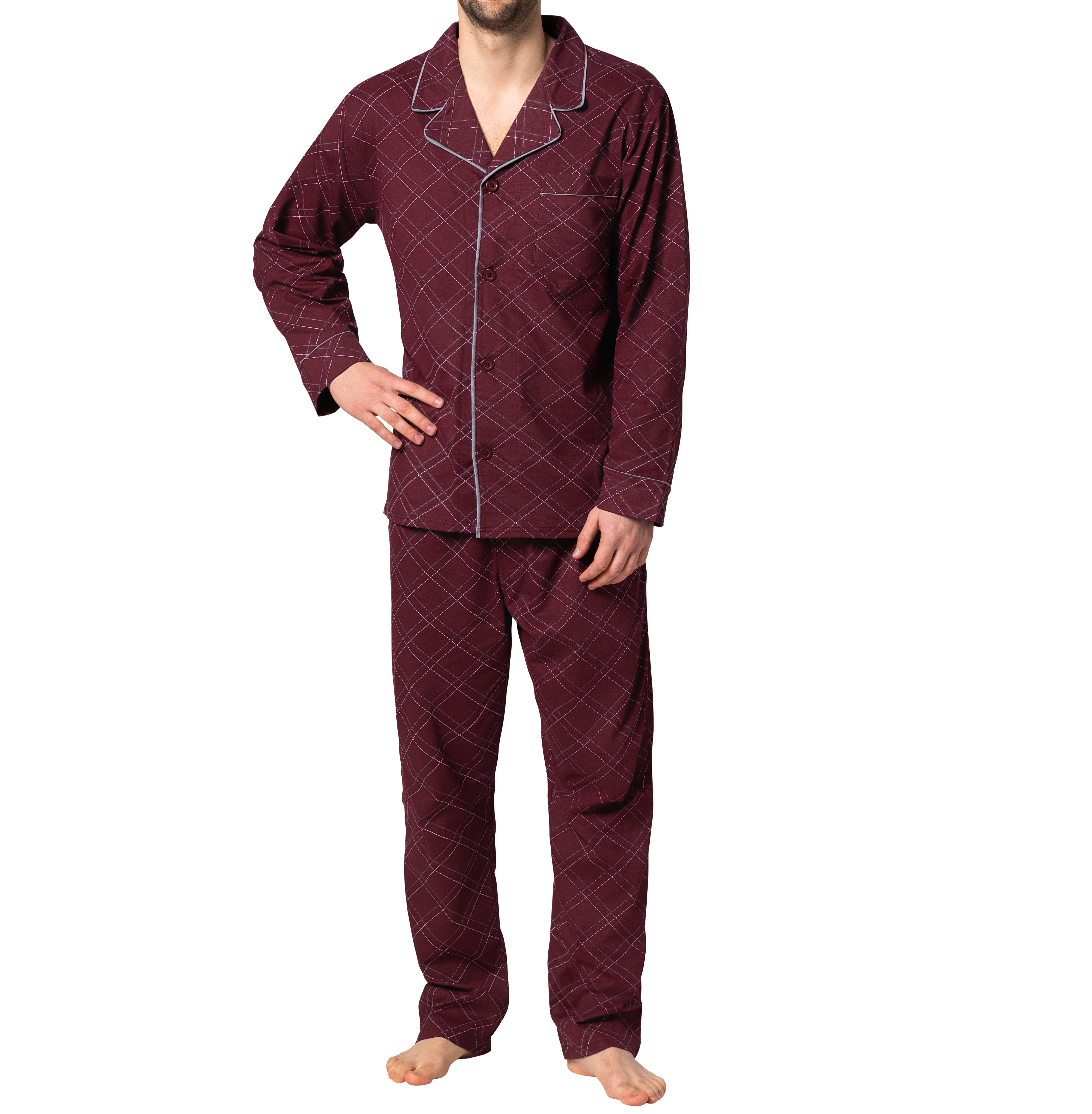 Hanes Men's Pajamas Cotton XTemp Long Sleeve Shirt & Pants Knit Pjs
