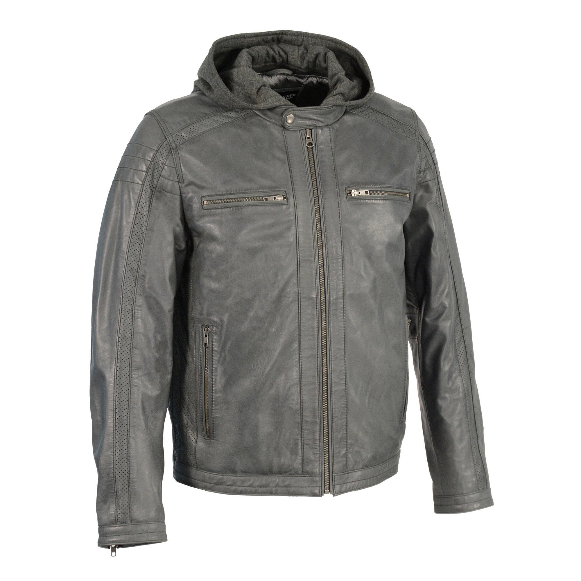 Milwaukee Leather SFM1845 Men's Anthracite Leather Jacket with