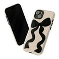 thumbnail image 3 of Minimalist Black Bow iPhone Case, Neutral Beige Aesthetic Girly Phone Cover, Chic Ribbon Design for iPhone 16 15 14 13 12 11 Pro Max Plus Mini, 3 of 6