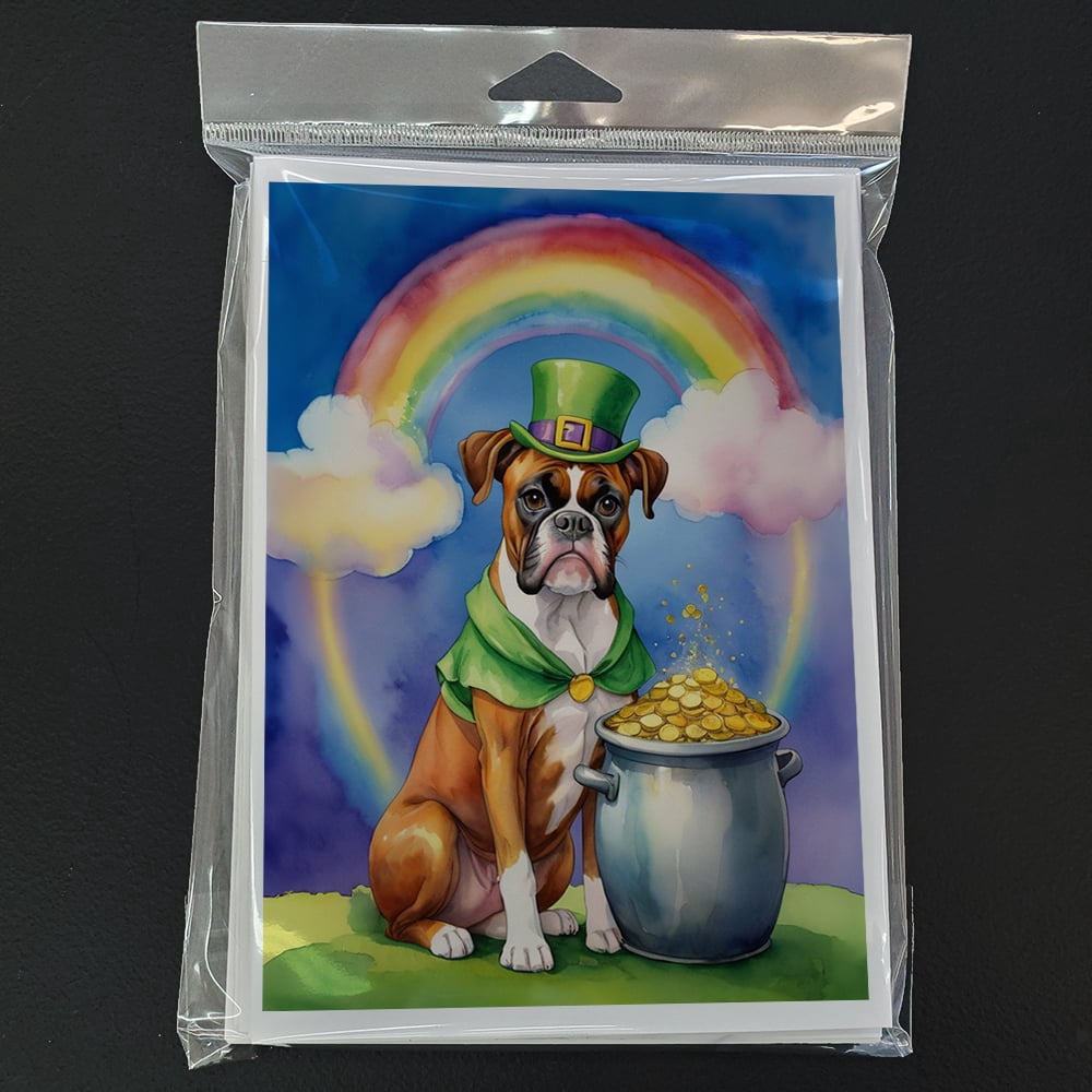 Boxer St Patrick's Day Greeting Cards Pack of 8 7 in x 5 in