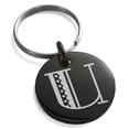 thumbnail image 1 of Stainless Steel Letter U Initial Metro Retro Monogram Engraved Small Medallion Circle Charm Keychain Keyring, 1 of 1