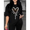 thumbnail image 1 of Stylish Round Neck Short Sleeve T Shirt for American Women Leopard Print Heart Mama Design Creative and Chic Breathable Plus Size Options, 1 of 6