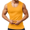 thumbnail image 4 of Mens Ribbed Tank Top Casual Workout Sleeveless Shirts Soft Gym Muscle Bodybuilding Tee Undershirts Summer Beach Clothes Yellow, Size L, 4 of 5