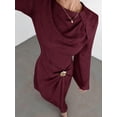 thumbnail image 6 of Burgundy Twist Front Flare Long Sleeve Maxi Dress With Ornamental Buckle, 6 of 30