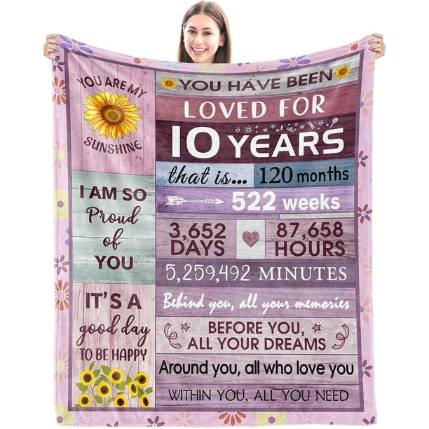 LHSHID Gifts for 10 Year Old Girl 10th Birthday Decorations for Girl Double Digits Birthday Gifts for Age 10 Girl Best Gifts for 10 Year Old Girls Throw Blanket 30"x40"