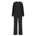 thumbnail image 6 of UPPADA 2 Piece Outfits for Women Fall Spring Fashion Two Piece Vacation Outfits Long Sleeve Crewneck Tops Wide Leg Pant Lounge Sets with Pockets Black,S, 6 of 9