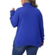 thumbnail image 3 of Suéteres de talla grande para mujer Agnes Orinda, cuello de tortuga, de manga larga, con abertura lateral, casual, suelto, pulóver de punto, 1X, azul, 3 of 6