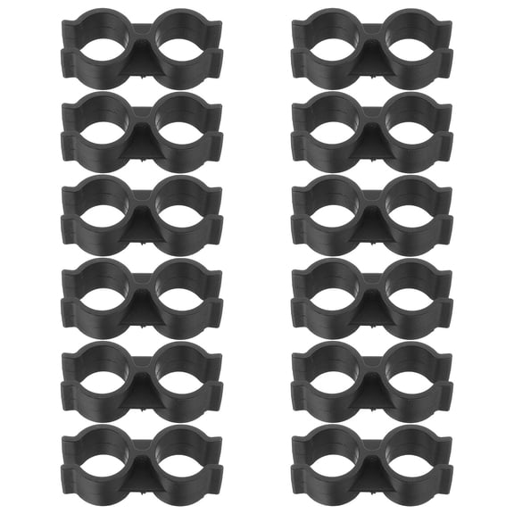 MLINS 12pcs Double Port Pipe Clips 25mm Plastic Double Tube Clamps Shelf Pole Connectors Chain Link Fence Panel Clamps for Linking and Fastening