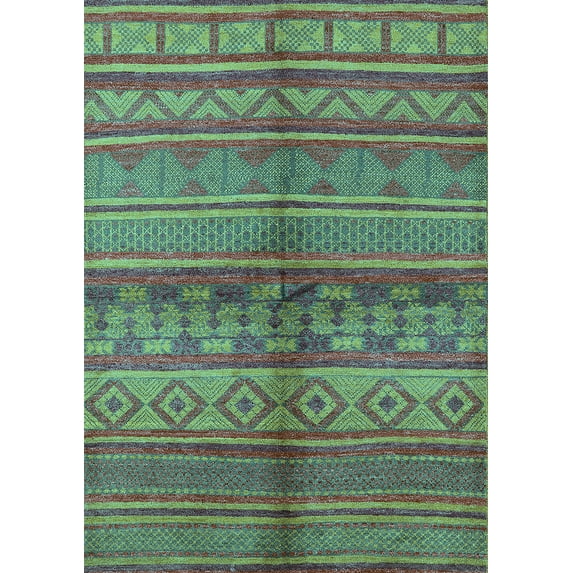Ahgly Company Indoor Rectangle Solid Turquoise Blue Modern Area Rugs, 8' x 10'