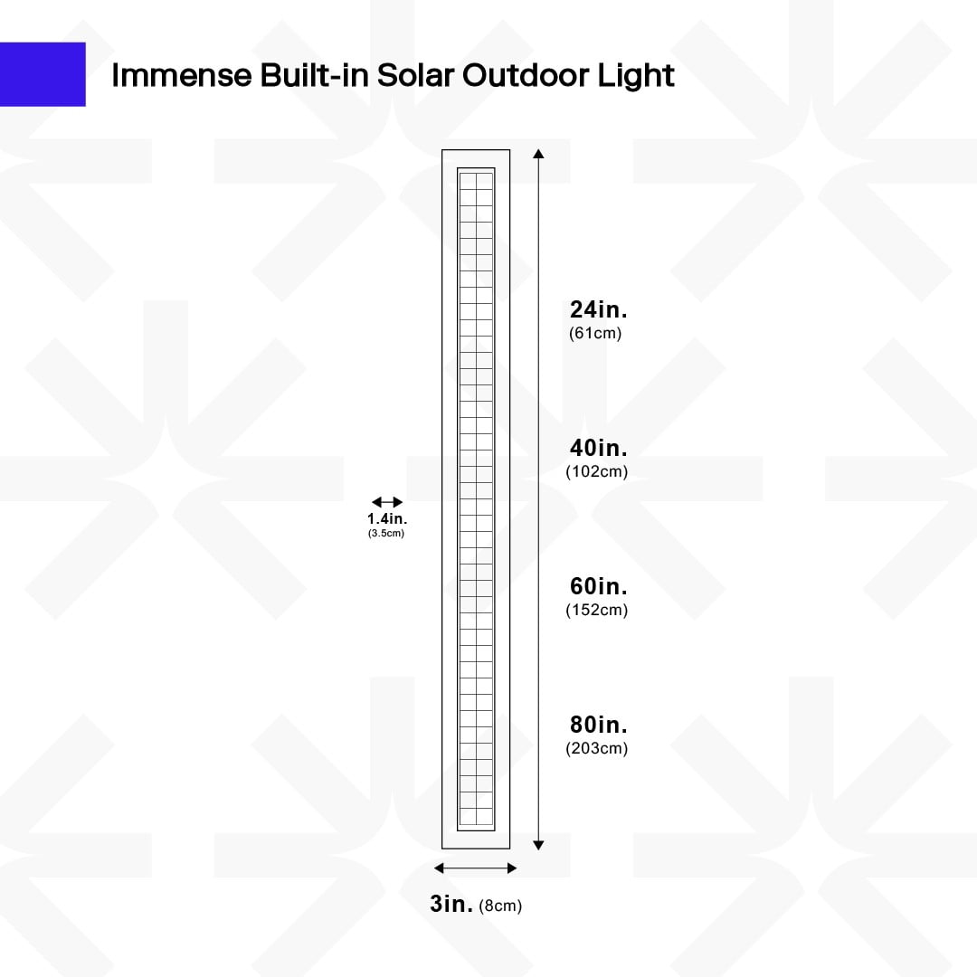 Ozarke Immense Built-in Solar Outdoor Light - Weather Resistant Solar Powered IP65/IP67 Rating - 60 Inches