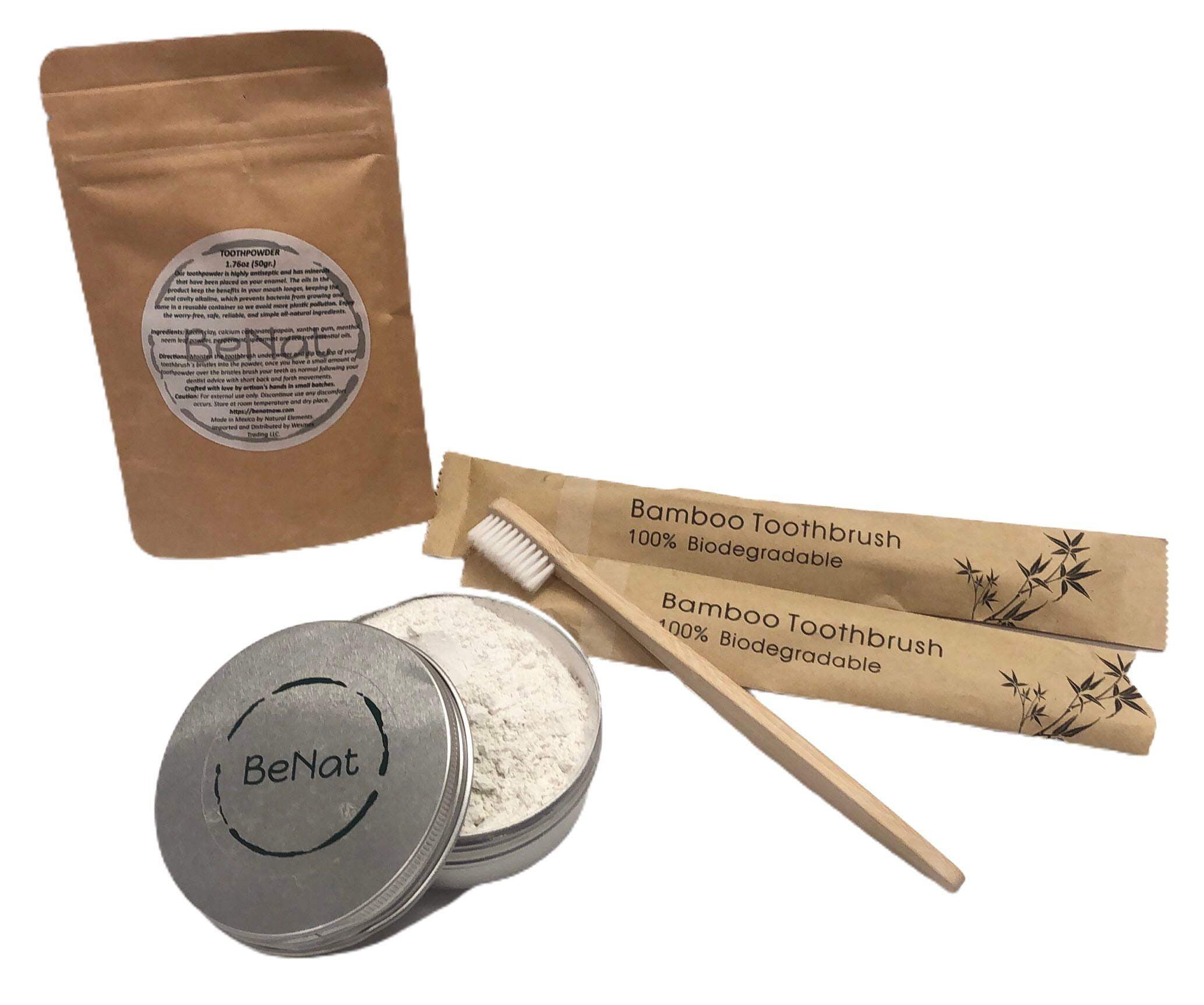 BeNat. Tooth Powder Bundle. 3-Pack. All-Natural Ingredients. No Flouride. For Women & Men