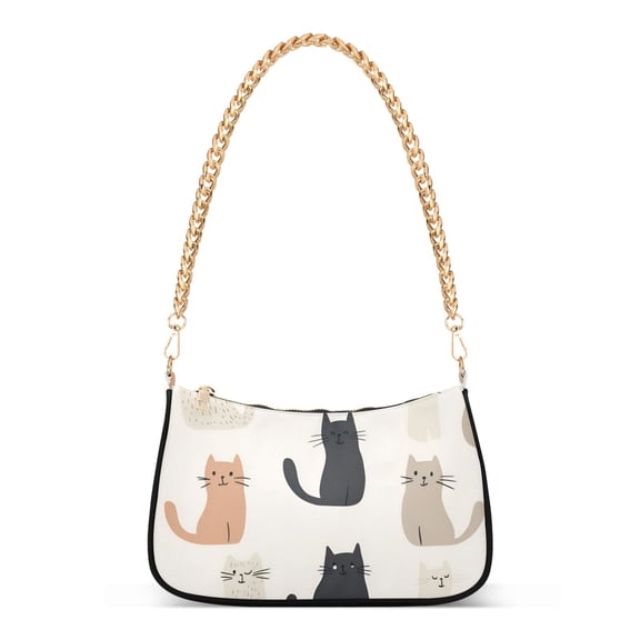 FORMRS Womens Shoulder Bag with Chain Strap Clutch Purse Cute Tote Handbag, Cute Cartoon Cats
