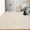 thumbnail image 3 of Teppich Homes Handmade 8x10 Geometric Pattern Wool Rug - Cream Color Tufted Carpet for Living Room And Bedroom, 3 of 6
