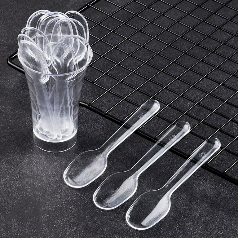 Clear Plastic Spoons | Heavy Duty Clear Plastic Teaspoon (Pack Of 50