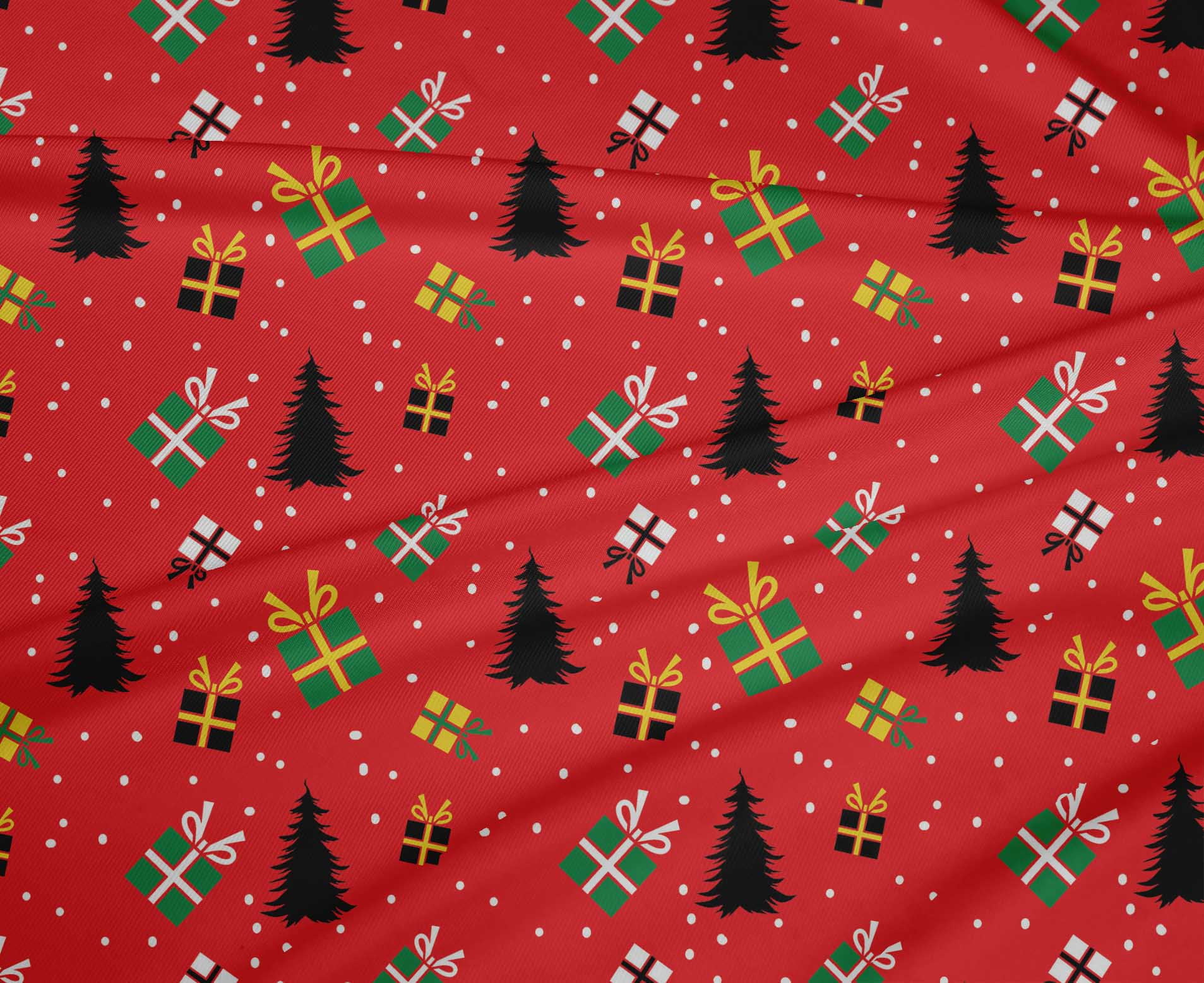 oneOone Polyester Spandex Red Fabric Merry Christmas Dress Material Fabric Print Fabric By The Yard 56 Inch Wide-SWT