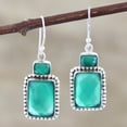 thumbnail image 2 of NOVICA Artisan Handmade Onyx Dangle Earrings Green Sterling Silver India Gemstone Birthstone [1.5 in L x 0.5 in W x 0.2 in D] ' Day Party in Green', 2 of 6