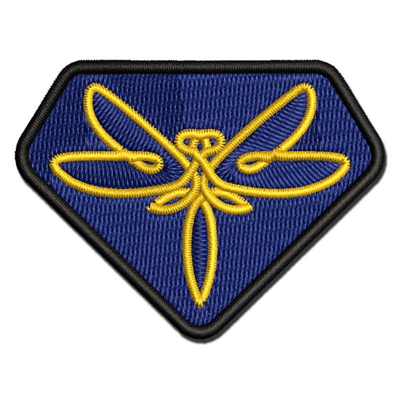 Elegant Abstract Dragonfly Line Art Applique Multi-Color Embroidered Iron-On Patch - 2.5 Inch Small