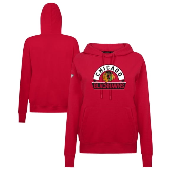 Women's Levelwear Red Chicago Blackhawks Adorn Banner Arch Pullover Hoodie