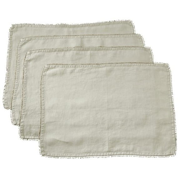 Saro Lifestyle Table Napkins With Pom Pom Design (Set of 4) - 20"x20" Blue Grey